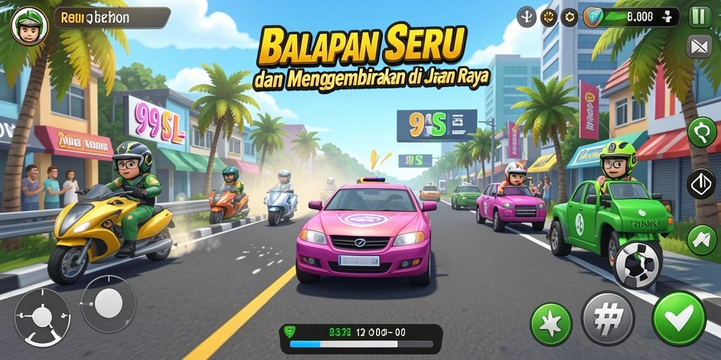 Tampilan gameplay balapan yang menegangkan dan realistis di 99SL.