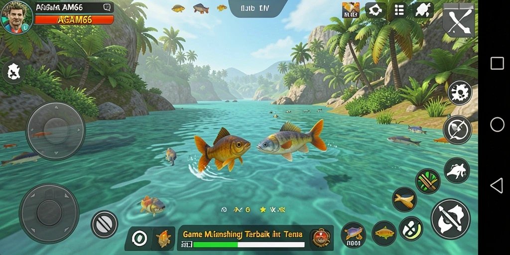 Screenshot gameplay AGAM66 menyoroti aksi memancing yang mendebarkan.