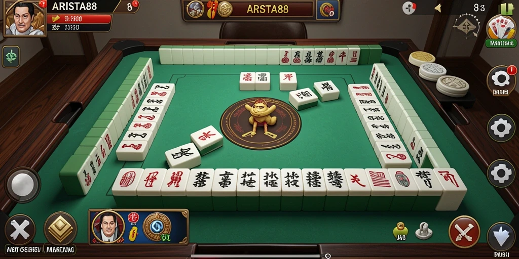 Tampilan gameplay seru ARISTA88 dengan ubin Mahjong berwarna-warni.