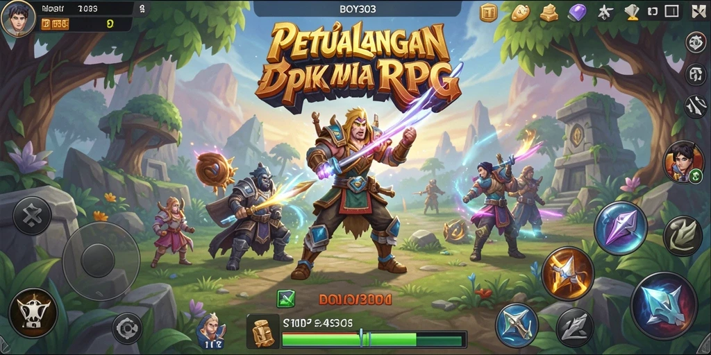 Screenshot utama BOY303 menampilkan momen intens dalam pertarungan RPG.