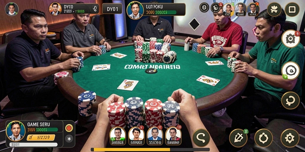 Tampilan gameplay Poker yang mendebarkan dan interaktif di DY01.