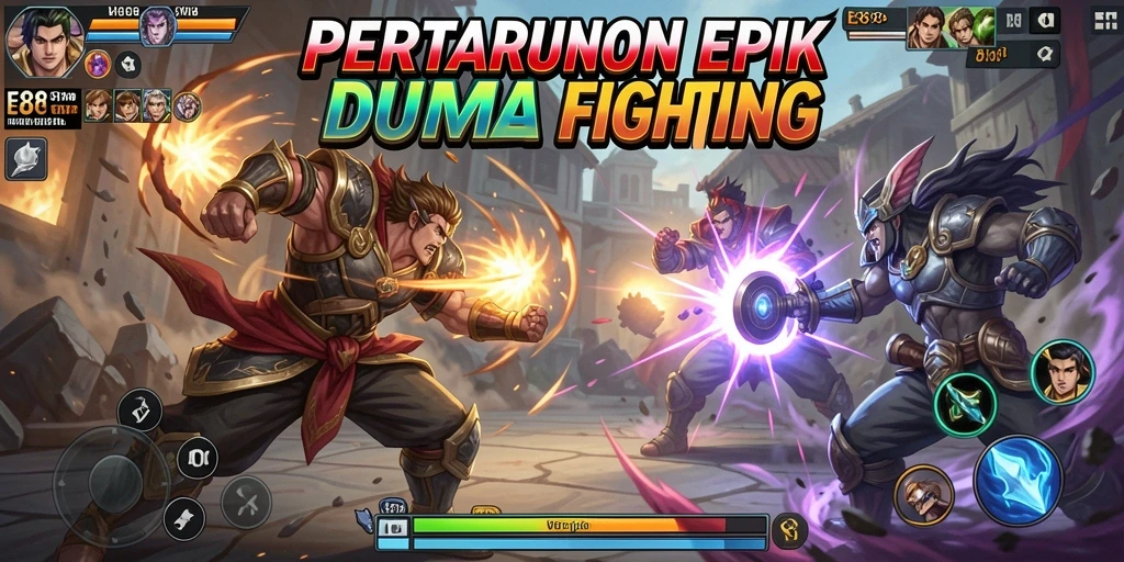 Gameplay intens dari E88 dengan aksi pertarungan yang mendebarkan.