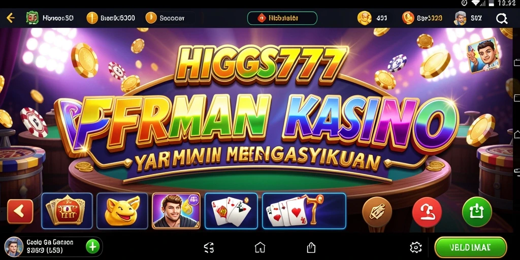 Tampilan gameplay seru HIGGS777 dalam suasana Kasino.