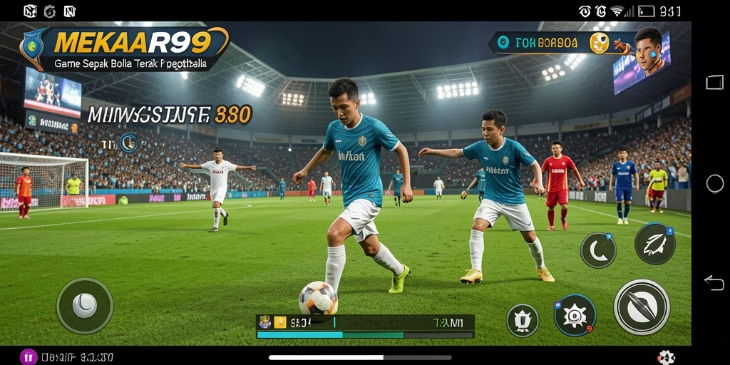Tangkapan layar gameplay <strong>MEKAR99</strong> yang menampilkan aksi seru di lapangan sepak bola.