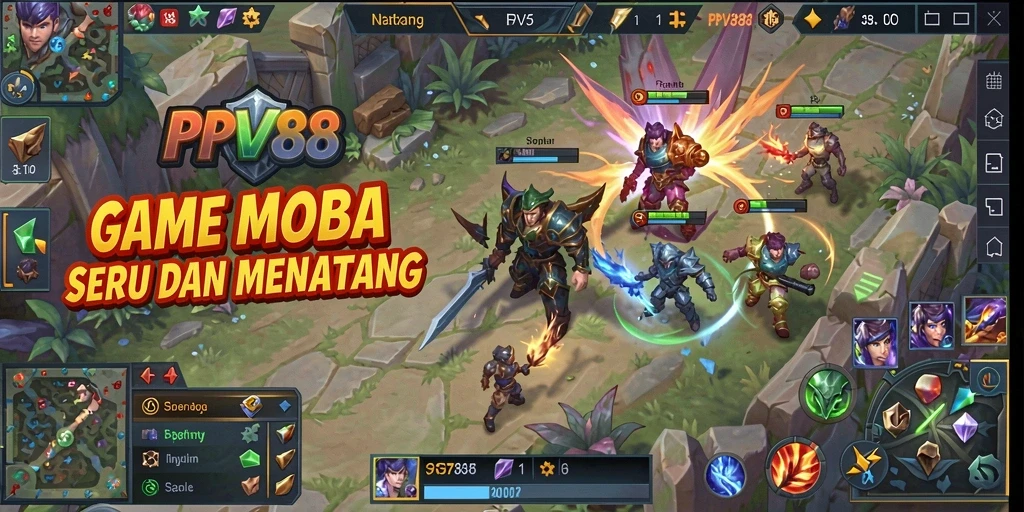 Tampilan seru dari gameplay PPV88 yang penuh aksi MOBA.