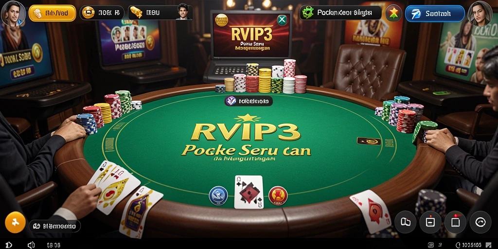 Tampilan antarmuka permainan Poker yang menarik dan interaktif.