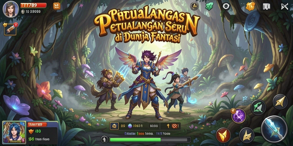 Screenshot utama TT789 menampilkan momen eksplorasi seru di dunia fantasi.