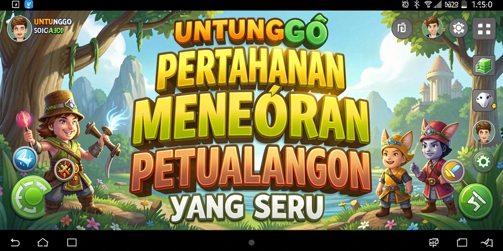 Tangkapan layar UNTUNGGO menunjukkan strategi seru di medan perang Tower Defense.